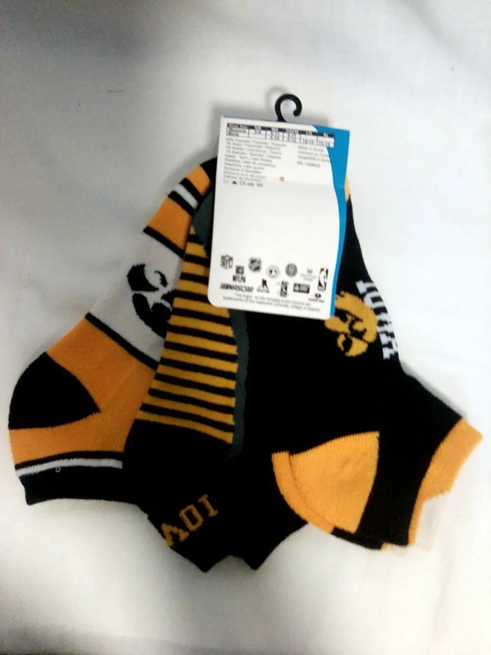 FBF Originals Iowa Hawkeyes socks 3 pack Large NWT